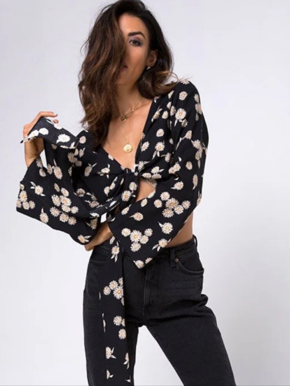 NWT Motel Rocks Laya Top Grunge Daisy Floral Size Small